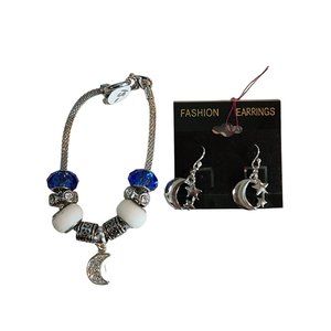 #50. Custom Bracelet & Hypoallergenic earrings Moon & stars